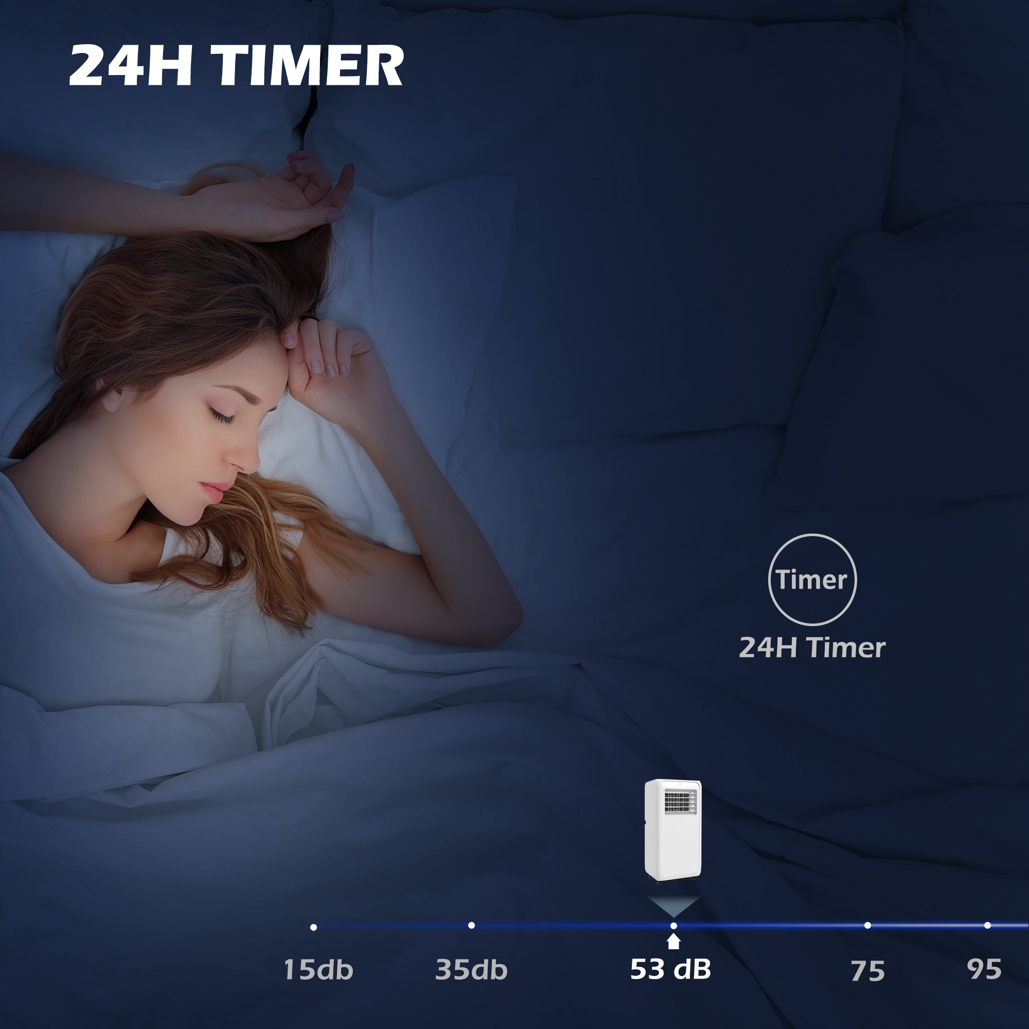 7,000 BTU Mobile Air Conditioner for Room up to 26m², with Dehumidifier, 24H Timer, Wheels, Window Mount Kit
