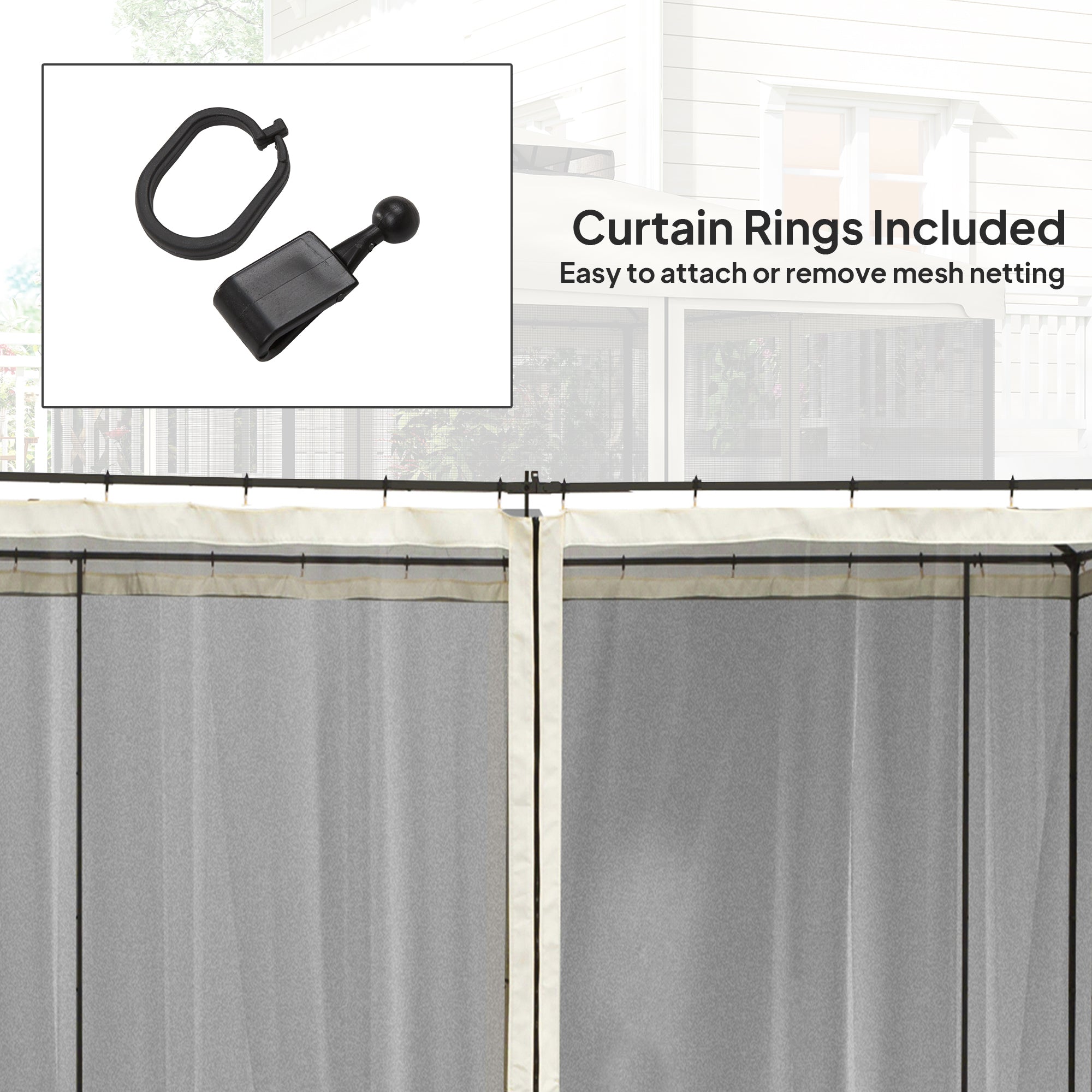Outsunny 302 x 207cm Universal Replacement Mesh Sidewall Netting for Patio Gazebos and Canopy Tents, (Sidewall Only) Cream White
