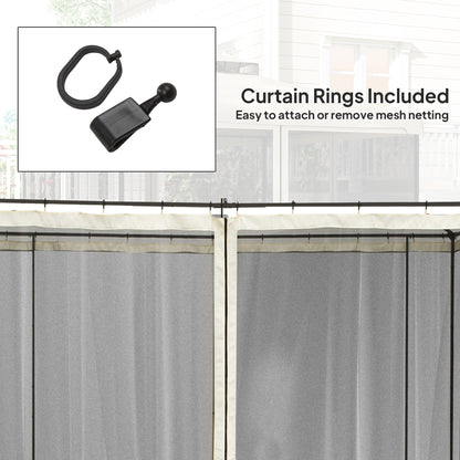 Outsunny 302 x 207cm Universal Replacement Mesh Sidewall Netting for Patio Gazebos and Canopy Tents, (Sidewall Only) Cream White