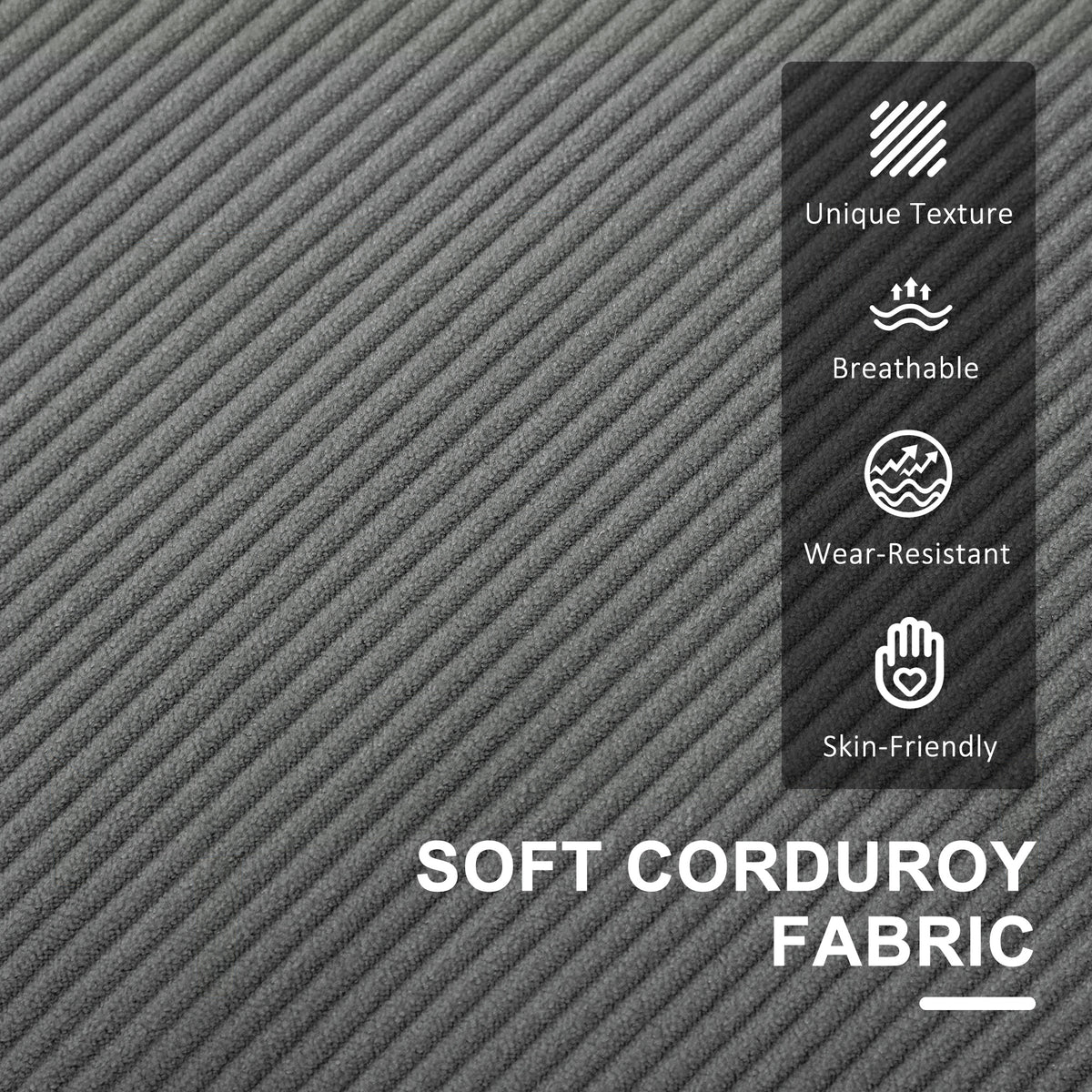 Small Two-Seater Corduroy Sofa - Grey