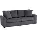 HOMCOM Modern 3 Seater Sofa with Spring Cushion, 212 cm Fabric Jumbo Cord Sofa Couch with 2 Scatter Cushions, Upholstered Corduroy Settee for Living Room, Bedroom, Home Office, Grey
