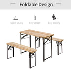 Outsunny Portable Folding Camping Picnic Table and Bench Set Garden BBQ Chairs Stools Trestle Wooden Wood (120cm(L) x 25cm(W) x 46cm(H))