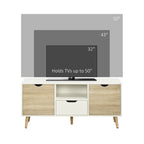 TV Unit Cabinet for TVs up to 50 Inches, TV Stand with Storage Cabinets and Drawer for Living Room and Bedroom, Natural