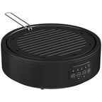 Electric Ceramic Hob with Grill Plate, Multifunctional 36cm Plug in Electric Hob with 4 Heat Levels for All Type Pot