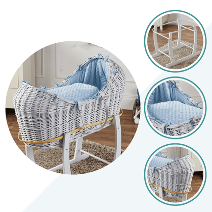 Wicker Deluxe Pod Baby Moses Basket With Stand
