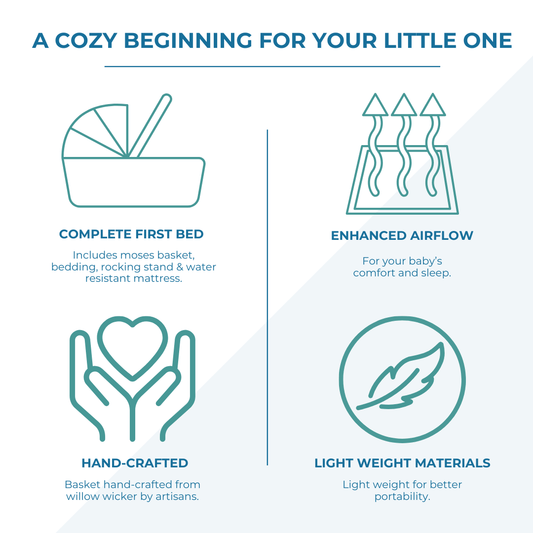 Wicker Deluxe Pod Baby Moses Basket With Stand
