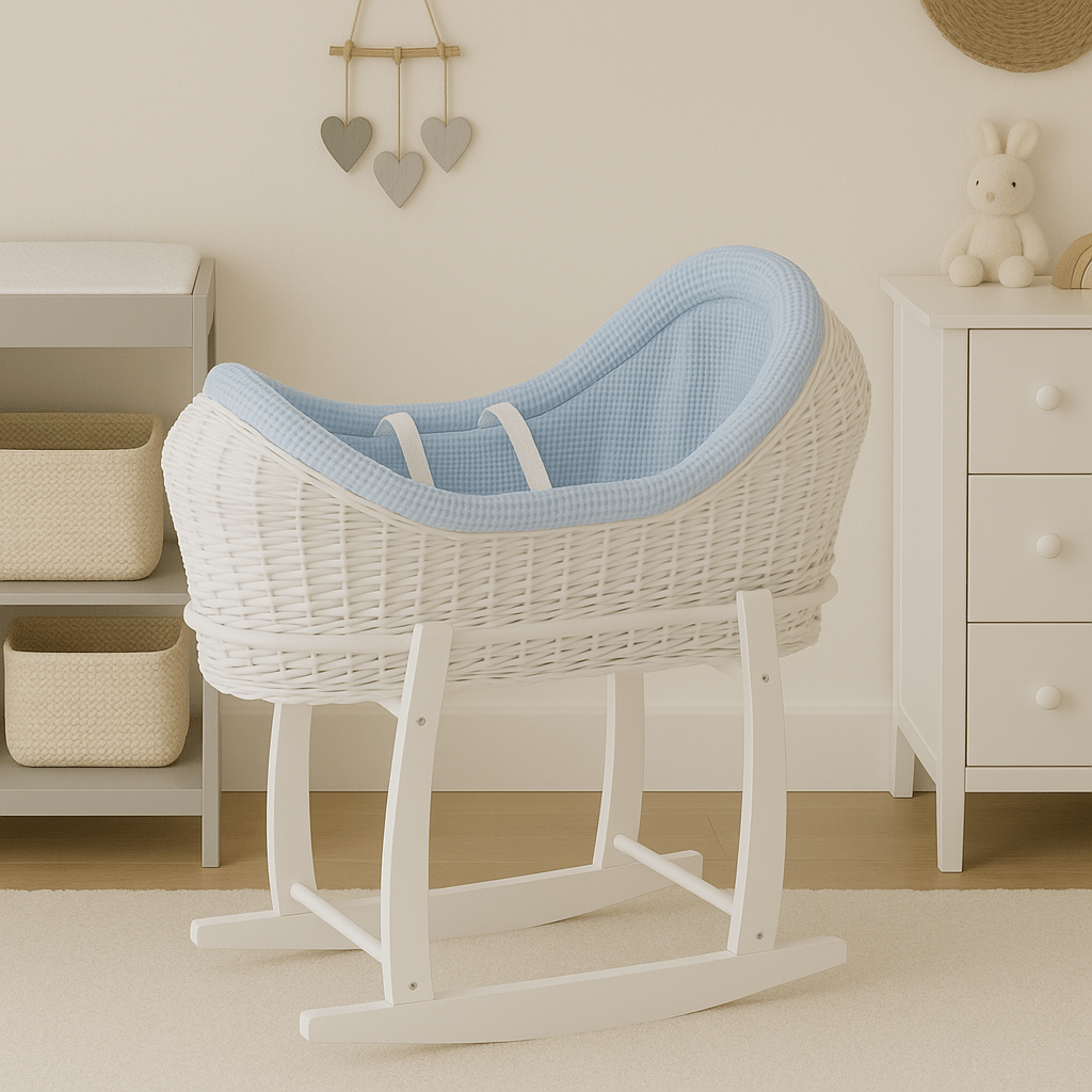 Wicker Deluxe Pod Baby Moses Basket With Stand