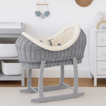 Wicker Deluxe Pod Baby Moses Basket With Stand