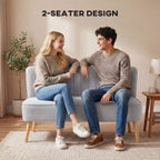 HOMCOM Modern Velvet Double Seat Sofa w/ Wood Frame Foam Padding Soft Comfortable Compact Couch Light Grey