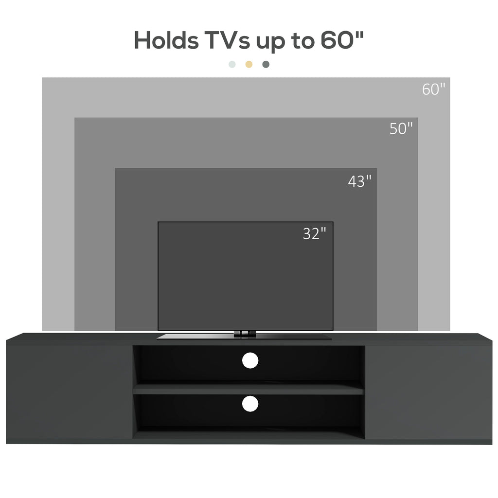 Floating TV Stand Cabinet for TVs up to 60", Wall Mounted TV Unit, Grey