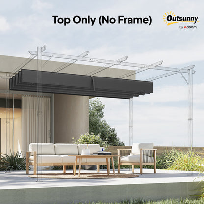 Outsunny Pergola Cover Roof, 2.86 x 2.45 m Retractable Sun Shade Top for 3 x 2m Pergola Frame, UV30+ Protected, Dark Grey