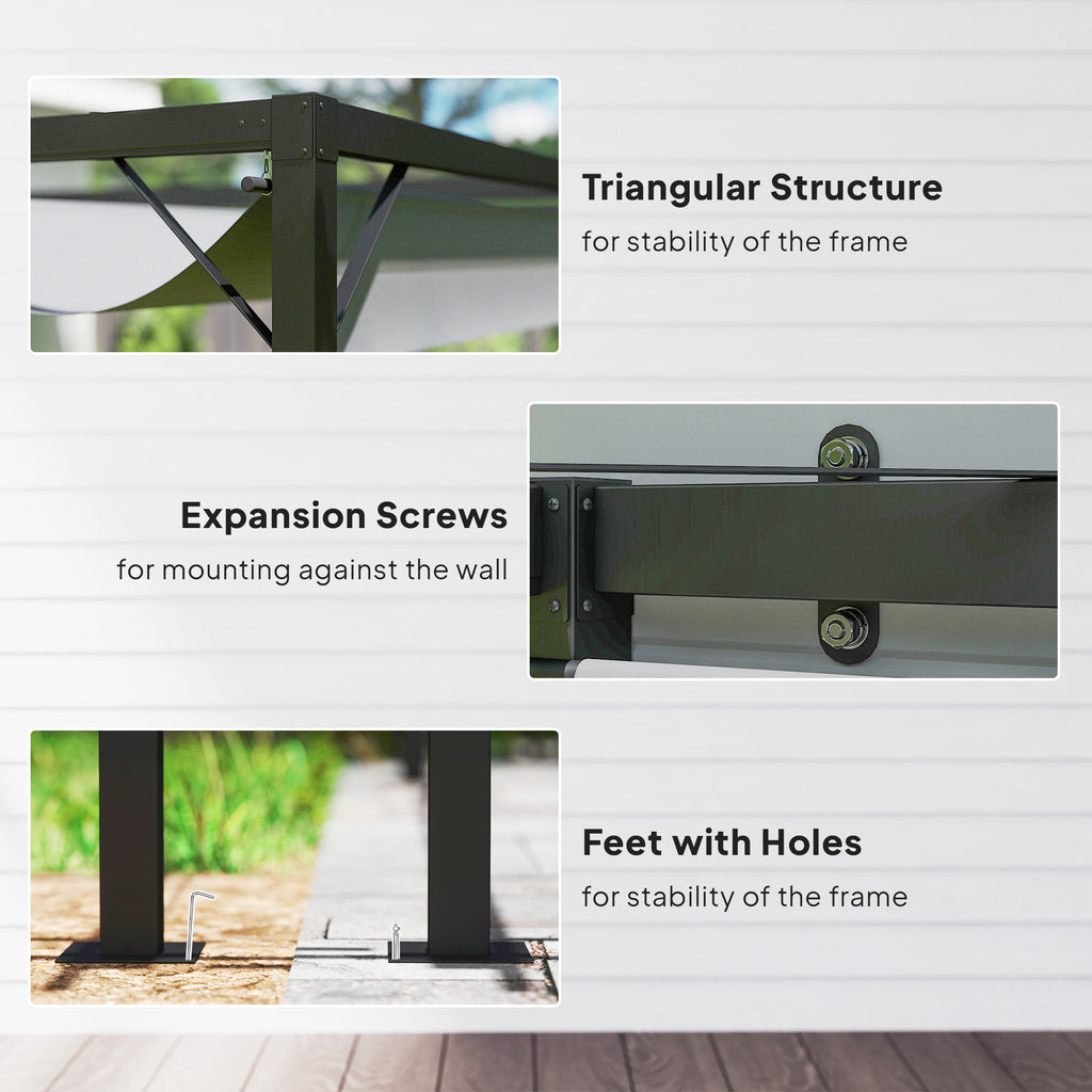 Outsunny 3 x 3 m Pergola, with Sliding Canopy - Grey