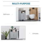 kleankin Bathroom Floor Cabinet, Free Standing Cupboard with Double Doors and Adjustable Shelf for Kitchen, Hallway, Living Room, Grey