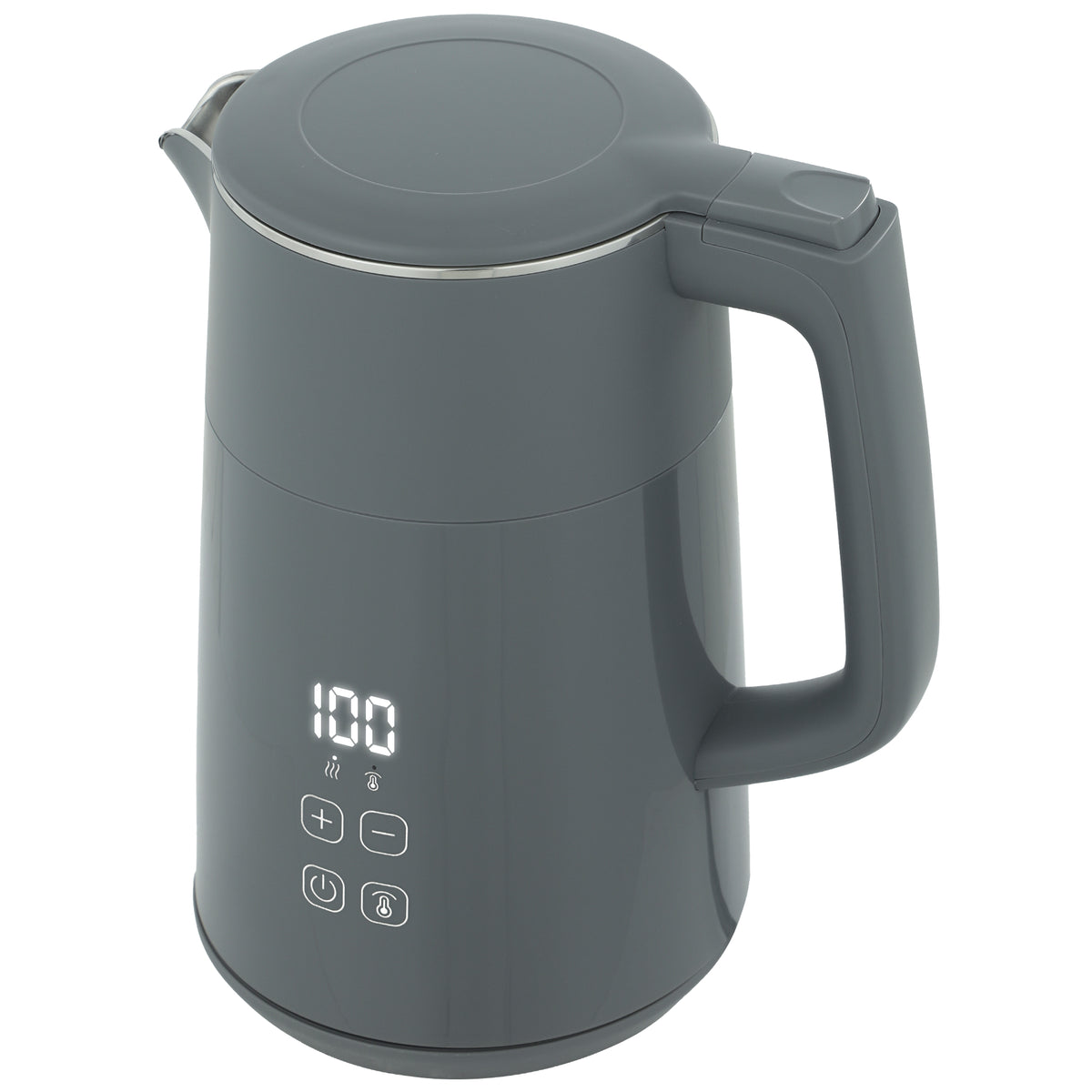 Electric Kettle, 1.7L Fast Boil 3kW Water Kettle with UK Strix Thermostat, LED Display, Keep Warm Function, Grey