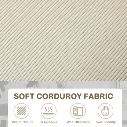 Three-Seater Corduroy Sofa - Cream White