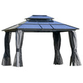 Outsunny Outdoor 3.6 x 3(m) Gazebo Cabana w/ Steel Frame & Net Sidewalls for Privacy