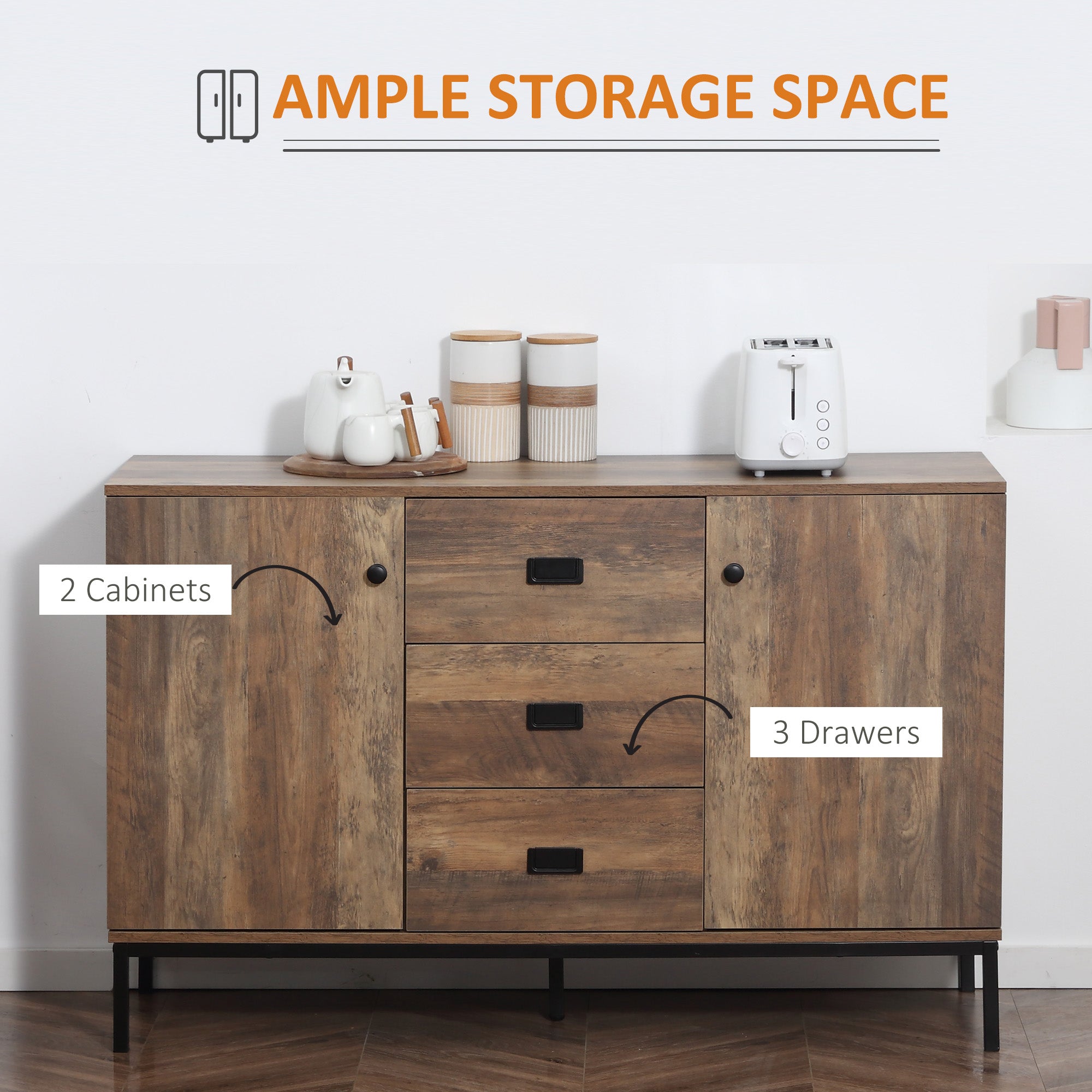 Modern Mango Wood-Effect Sideboard