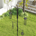 Pawhut Bird Feeding Station Kit, Wild Bird Feeder Pole with 6 Hooks, 4 Hanging Feeders for Peanuts, Seed, Fat Balls, for Garden, Outdoor, Black