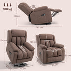HOMCOM Power Lift Recliner Chair with Vibration Massage, Lift Chair for Elderly with Footrest, Remote, Side Pocket, Dark Brown