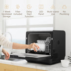 Table Top Dishwasher with Built-in 6L Water Tank, Mini Countertop Dishwasher with 6 Programs, 4 Place Settings, Black