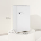 Under Counter Fridge, 85L Small Retro Refrigerator with Chiller Box, Adjustable Thermostat, Glass Shelves, White