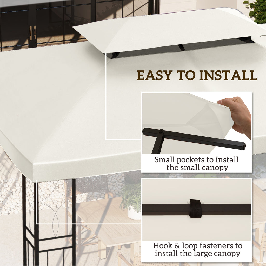 Outsunny 3x4m Gazebo Replacement Roof Canopy 2 Tier Top UV Cover Garden Patio Outdoor Sun Awning Shelters Cream (TOP COVER ONLY)