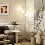 3-Light Tree Floor Lamps for Living Room, Modern Standing Lamp for Bedroom with Globe Lampshade, 3000K/4000K/6000K Colour Temperatures, Steel Base, Silver Tone