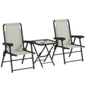 Outsunny Three-Piece Garden Table and Chair Set - Cream White
