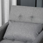 HOMCOM 3-In-1 Single Chair Bed with Adjustable Backrest, Pillow and Footrest for Living Room, Grey