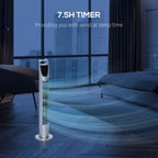 31 Inch Bladeless Oscillating Tower Fan with 70° Oscillation, Remote Control, 7.5H Timer, 3 Speed 3 Modes, Electric Floor Standing Cooling Fan for Home Bedroom Office, Silver