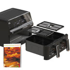 8L Dual Basket Air Fryer, 8-in-1 Air Fryer Oven with Digital Display, Visible, Timer, Preheat for Oil Free Low Fat Cooking, 2500W, Sync Finish, Sliver