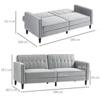 HOMCOM Modern Convertible Sofa Futon Velvet-Touch Tufted Couch with Adjustable Split Back, Light Grey