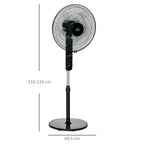 18" Pedestal Fan, Oscillating Standing Fan with Remote Control, Floor Fan with Adjustable Height, 3 Speed, 7.5-Hour Timer, Black