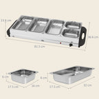 5 Tray Electric Food Warmer Buffet Server with Warming Plate, Cool Touch Handles, Adjustable Temperature, 300W, 3 x 2.4L and 2 x 1L Pans