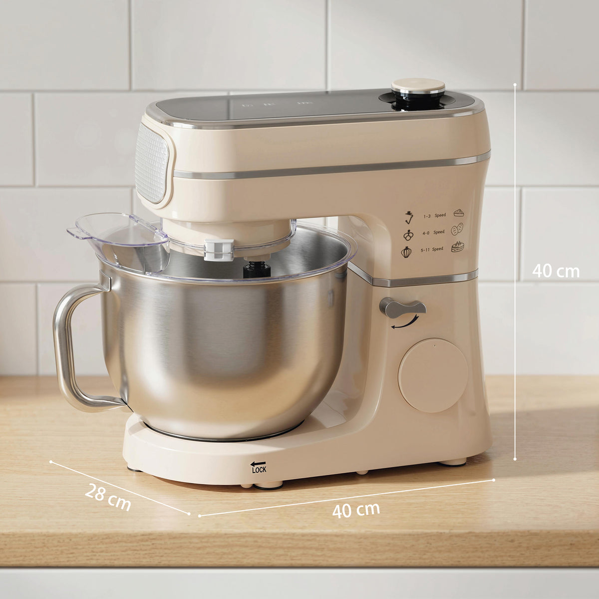 Stand Mixer, 6L 1400W Tilt-Head Food Mixer with 11 Speeds, Pulse & Fermentation Function, LED Display, Cream