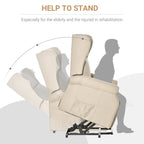 HOMCOM Power Lift Recliner Armchair, Electric Lift Chair for Elderly, Fabric Riser and Reclining Chair with Remote Control, Side Pockets, Extended Footrest, for Living Room, Beige