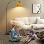 Floor Lamp for Living Room, Modern Standing Lamp with Shade & Foot Switch for Bedroom, Office, Black