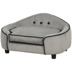 PawHut Dog Sofa for XS and S Size Dogs, Pet Chair Bed with Soft Cushion, Cat Sofa  Couch with Washable Cover, Wooden Frame, 66.5 x 45 x 35.5 cm, Grey
