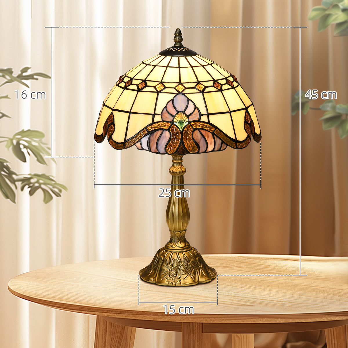 Tiffany Stained Glass Table Lamp, Handmade Antique Bedside Lamp, Decorative Night Light for Bedroom, Living room, Home, Nightstand