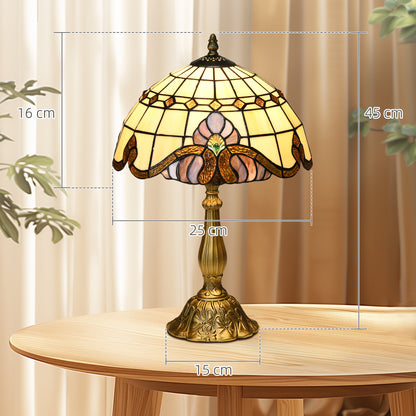 Tiffany Stained Glass Table Lamp, Handmade Antique Bedside Lamp, Decorative Night Light for Bedroom, Living room, Home, Nightstand