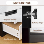 2 Door Wardrobe, Modern Wardrobe with 3 Drawers and Hanging Rod for Bedroom, High Gloss White