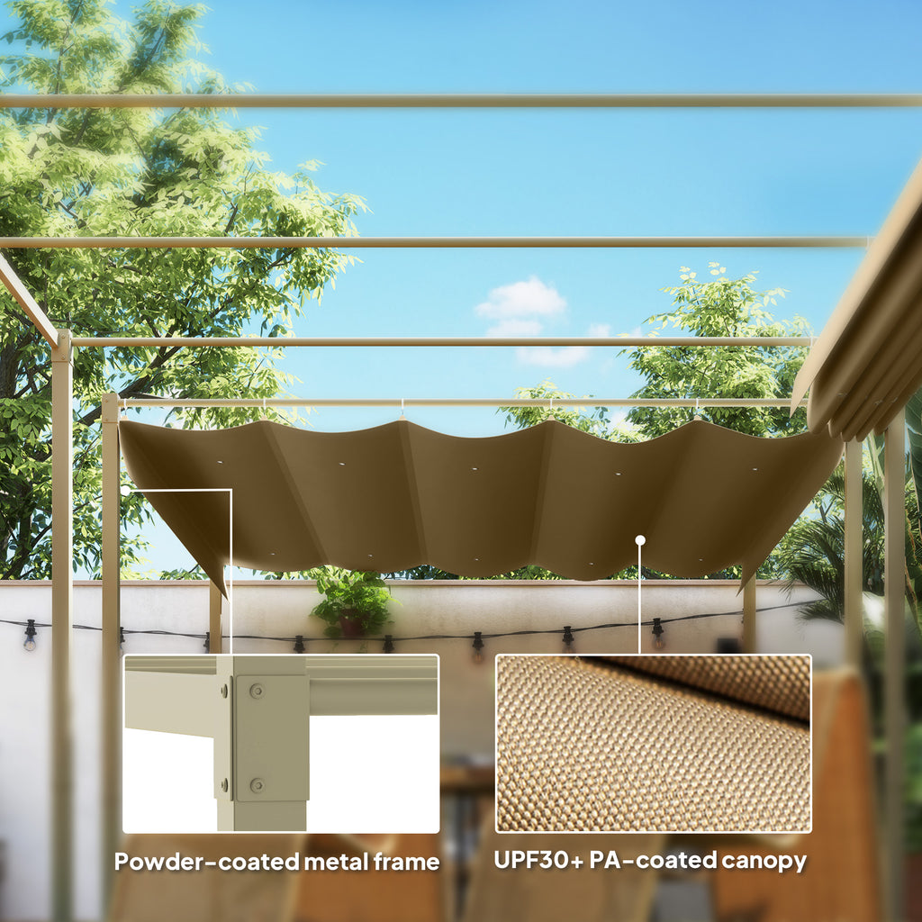 Outsunny 3 x 3m Retractable Roof Metal Pergola - Black