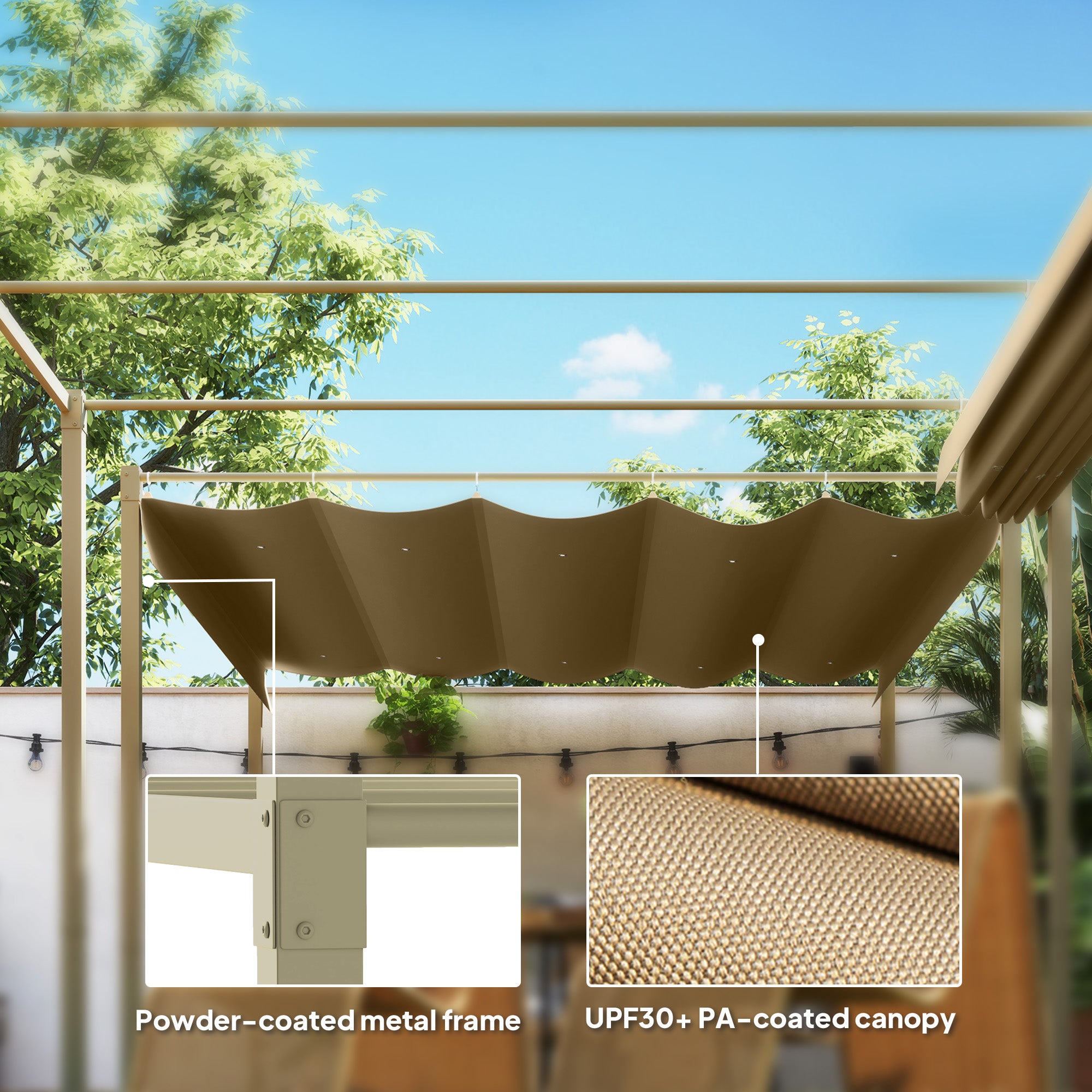 Outsunny 3 x 3m Retractable Roof Metal Pergola - Black