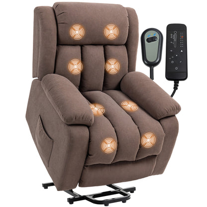 Power Lift Recliner Chair with Vibration Massage, Lift Chair for Elderly with Footrest, Remote, Side Pocket, Dark Brown