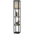 Shelf Floor Lamp Standing Lamp W/4-tier Wooden Open Shelves,26L x 26W x 160Hcm-Black/White