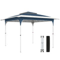 Outsunny 3.5 x 3.5 m Pop Up Gazebo with One-Push Setup, UPF50+ Double Tier Garden Party Tent Marquee with Carry Bag, Blue
