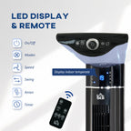 Anion Tower Fan for Bedroom, 42 inch, 6 m/s Powerful Velocity, Standing Floor Fan with 60° Oscillating, 3 Modes, 3 Speeds, 8 Hour Timer, LED Display, Remote Control, Black