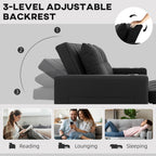 HOMCOM Two-Seater Pull-Out Sofa Bed - Black