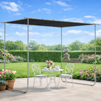 Outsunny 3 x 3(m) Mobile Pergola Kit, Portable Garden Gazebo with Wheels & UV-Resistant Canopy, Dark Grey
