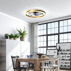 Ceiling Fan with Light and Remote, LED Mount Ceiling Fan with 3 Colour Temperatures, 6 Speed, 50 cm, Gold Tone